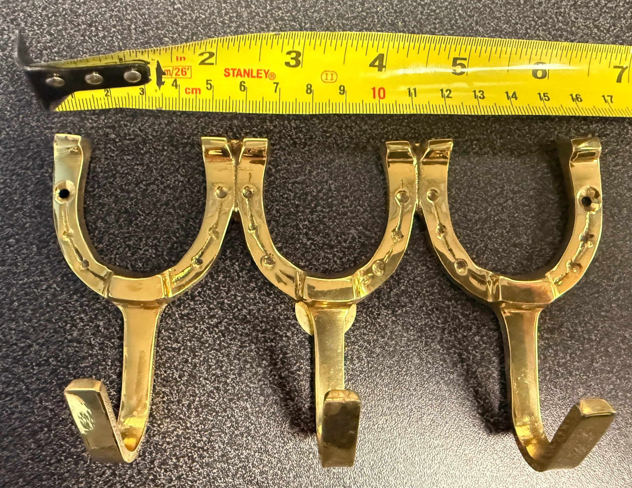 Brass three horseshoe Hook