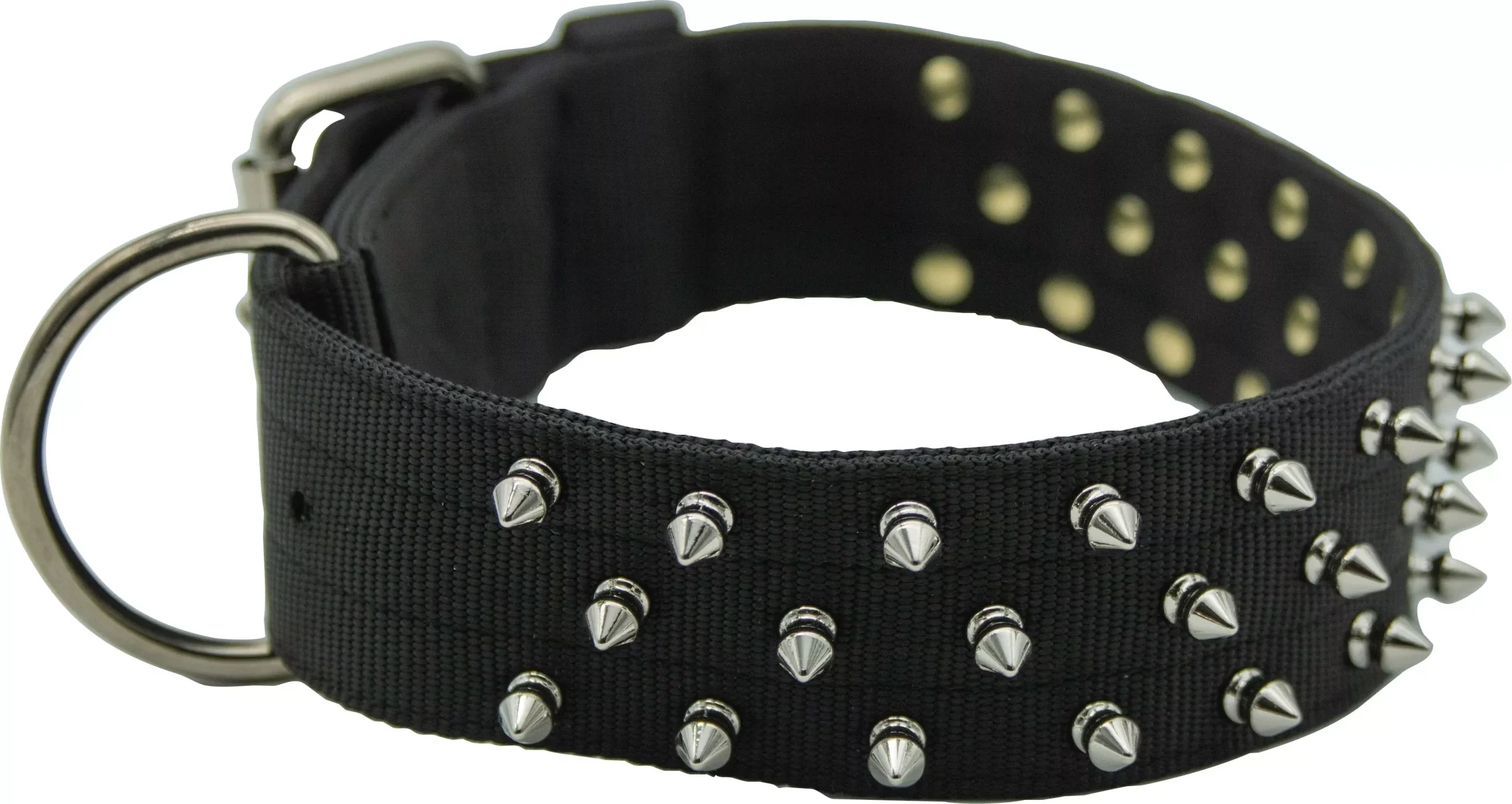 Bravo Nylon Spiked Dog Collar, Black, 23 in