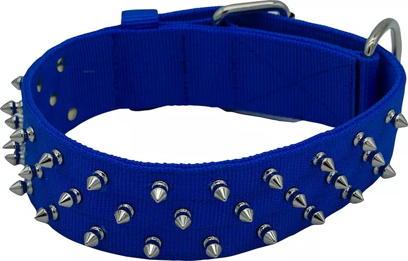 Bravo Nylon Spiked Dog Collar, Blue, 23 in