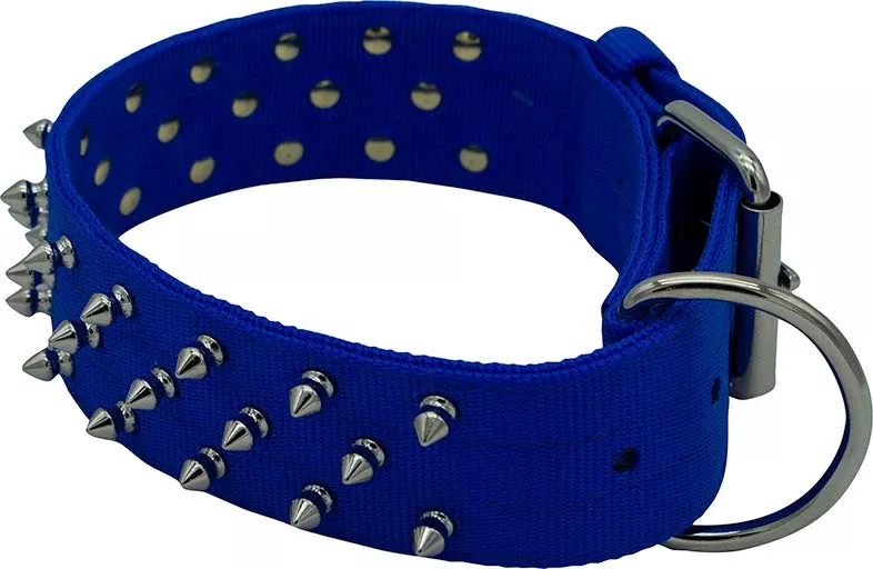 Bravo Nylon Spiked Dog Collar, Blue, 25 in