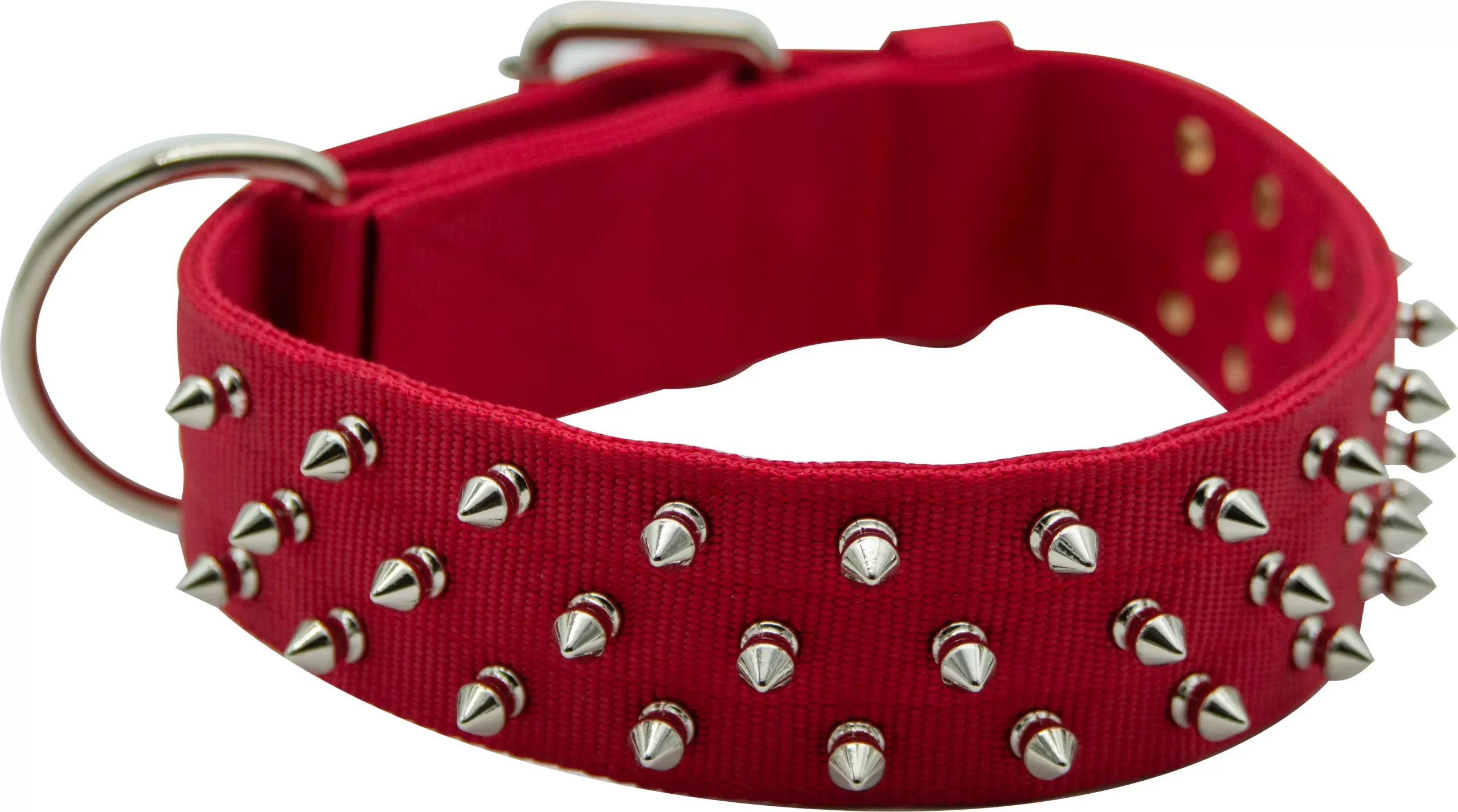 Bravo Nylon Spiked Dog Collar Red 29 in