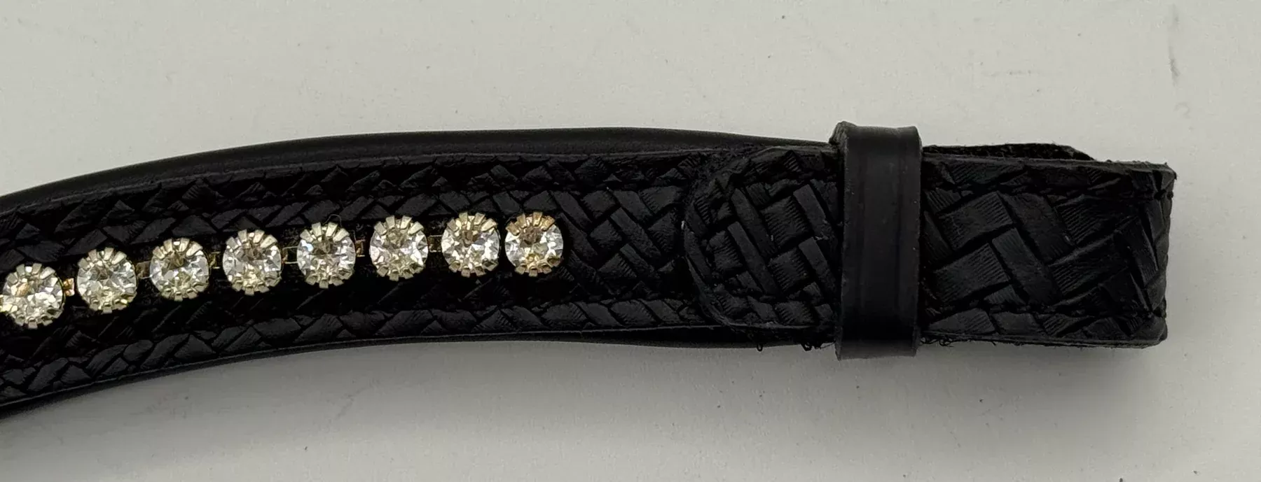 Bridleberry #131 Med. Crystals on Black Textured Leather,Black Padding