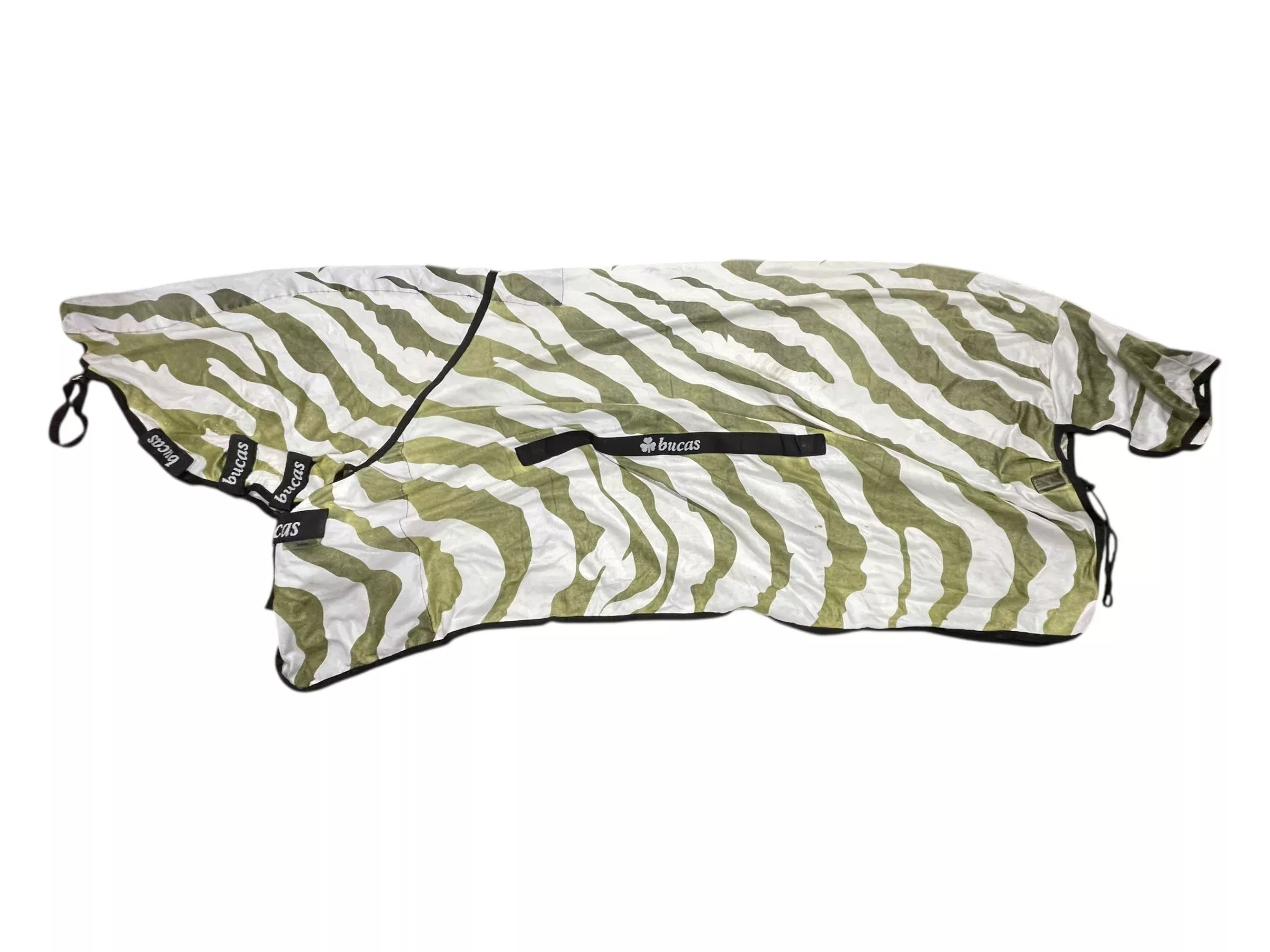 Bucas Fly Sheet W/ Neck - Green/White Zebra - 78" - USED