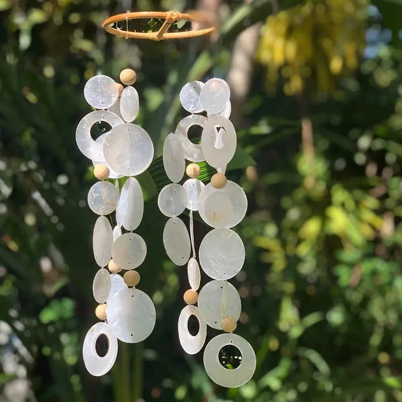 Capiz & Wood Chime | White