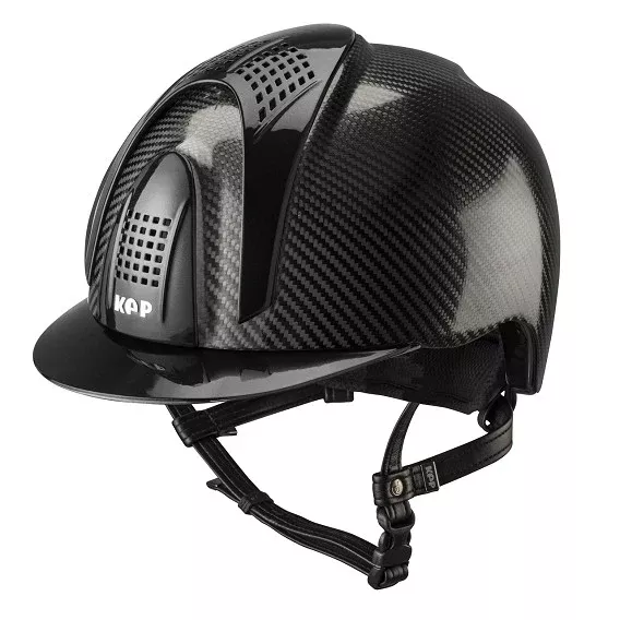Carbon Riding Helmet E-Light Black Shine with Black Shine Inserts