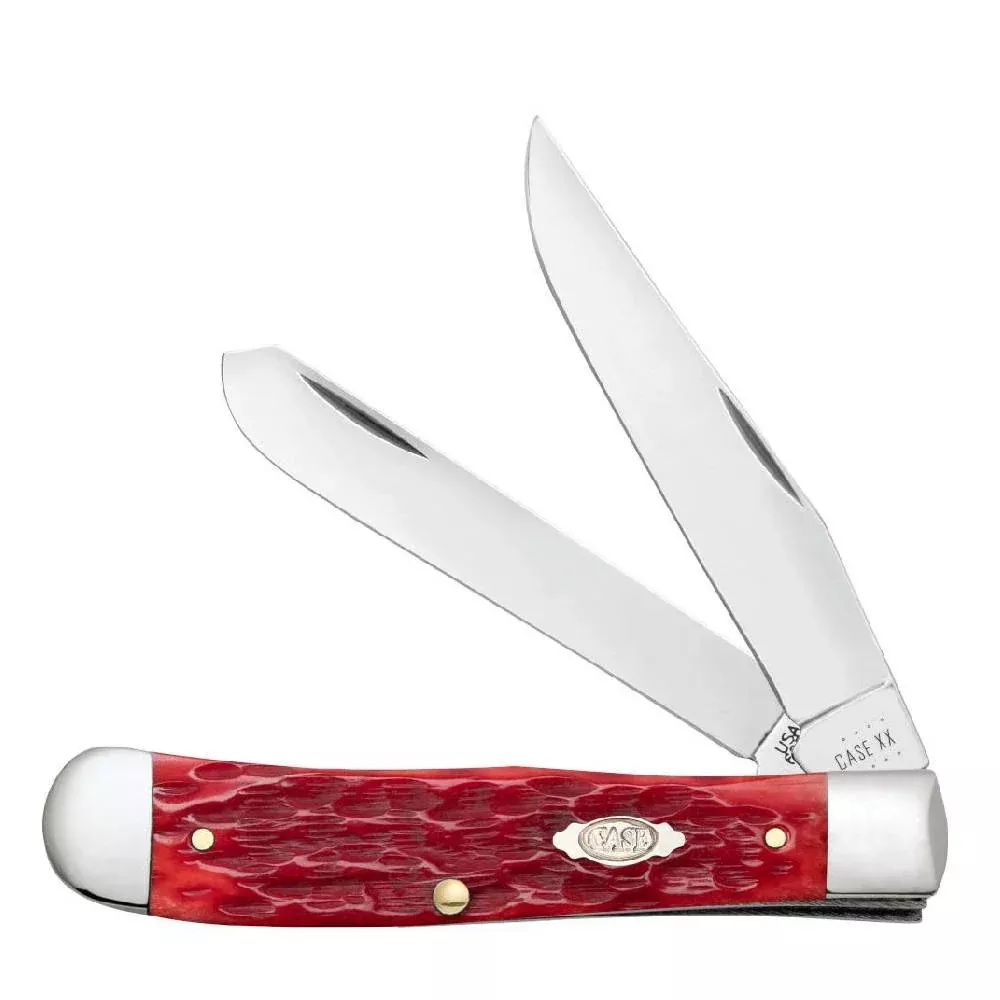 Case Dark Red Bone CS Trapper Peach Seed Jig w/Pocket Clip