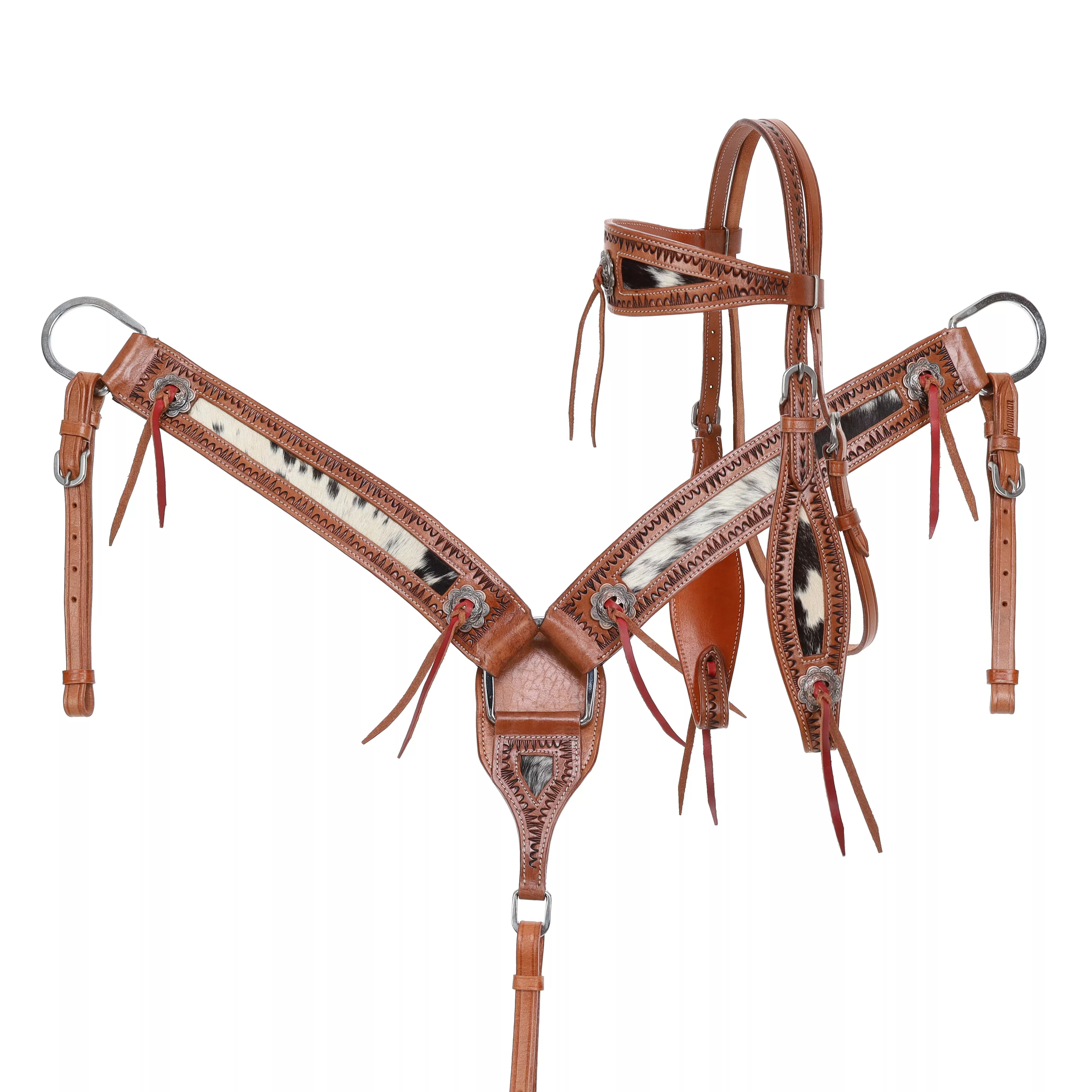 Cattle Drive Cowhide Inlay Headstall and BreastcollarTack Set