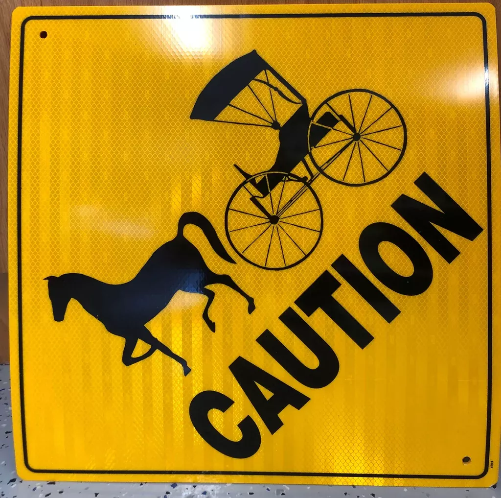 Caution Driving Horse Sign