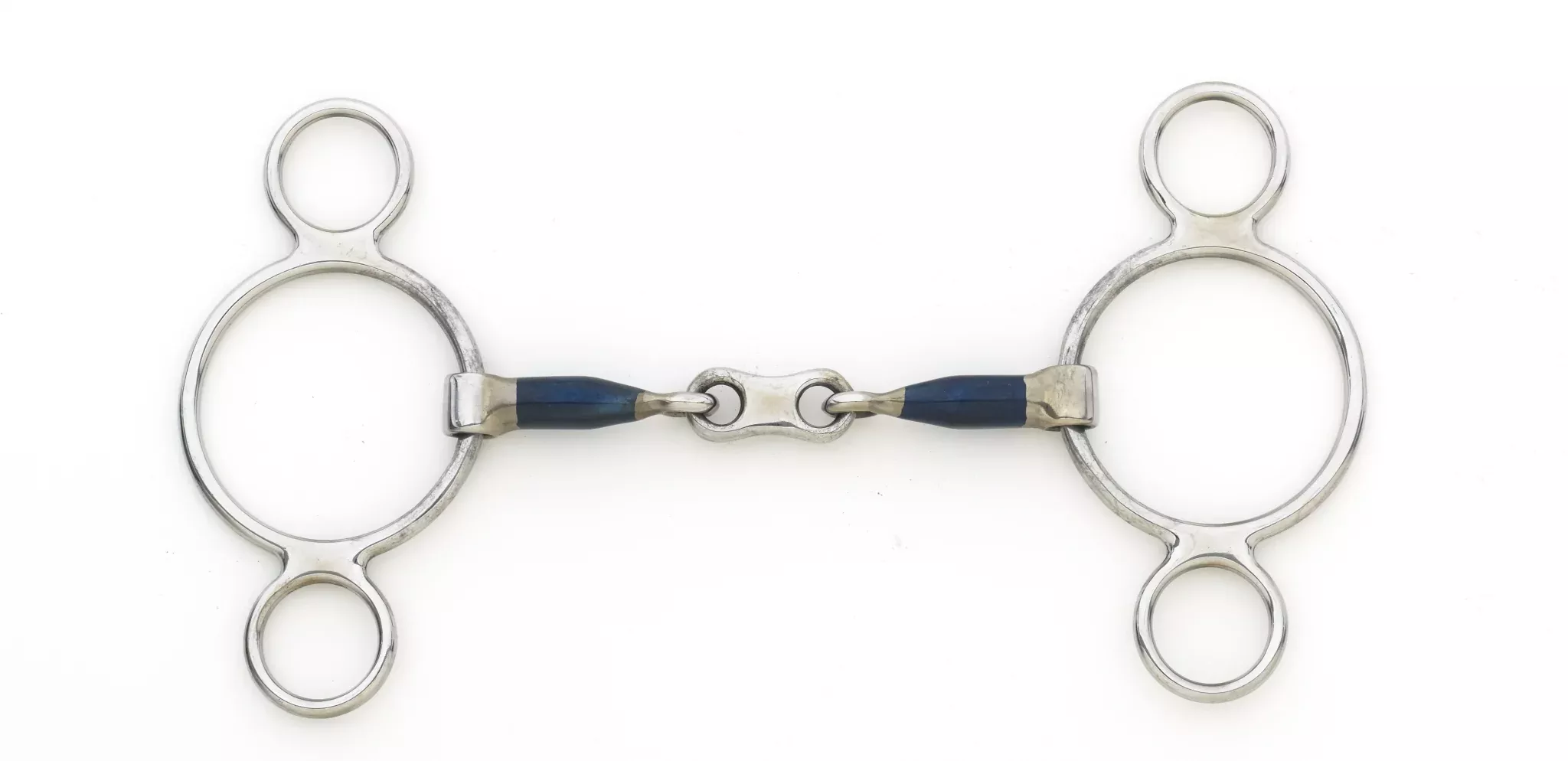 Centaur Blue Steel French Link 2-Ring Gag