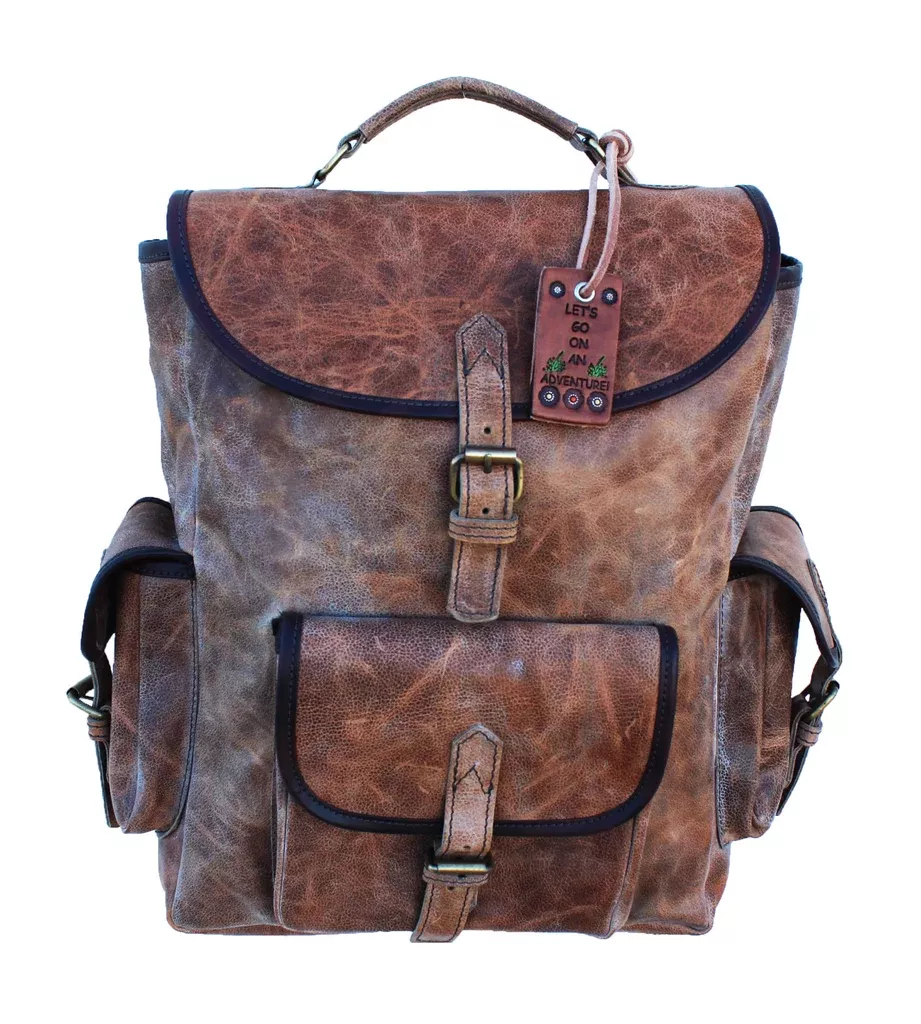 Challenger Leather Backpack Multipurpose Travel Bag Casual Brown 18AA07