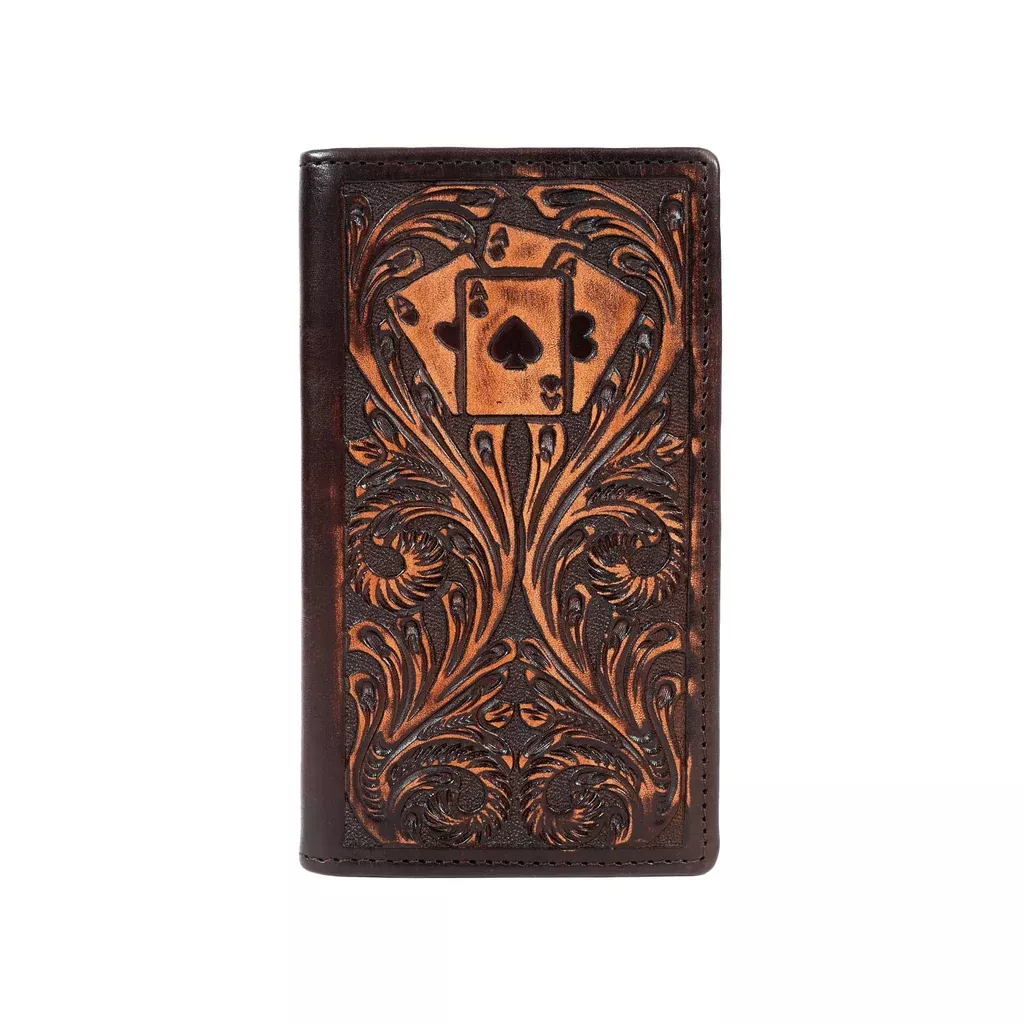 Challenger Men’s Rodeo Leather Wallet Long Handcrafted Embossed Card Design Slim Brown 18FKW101R
