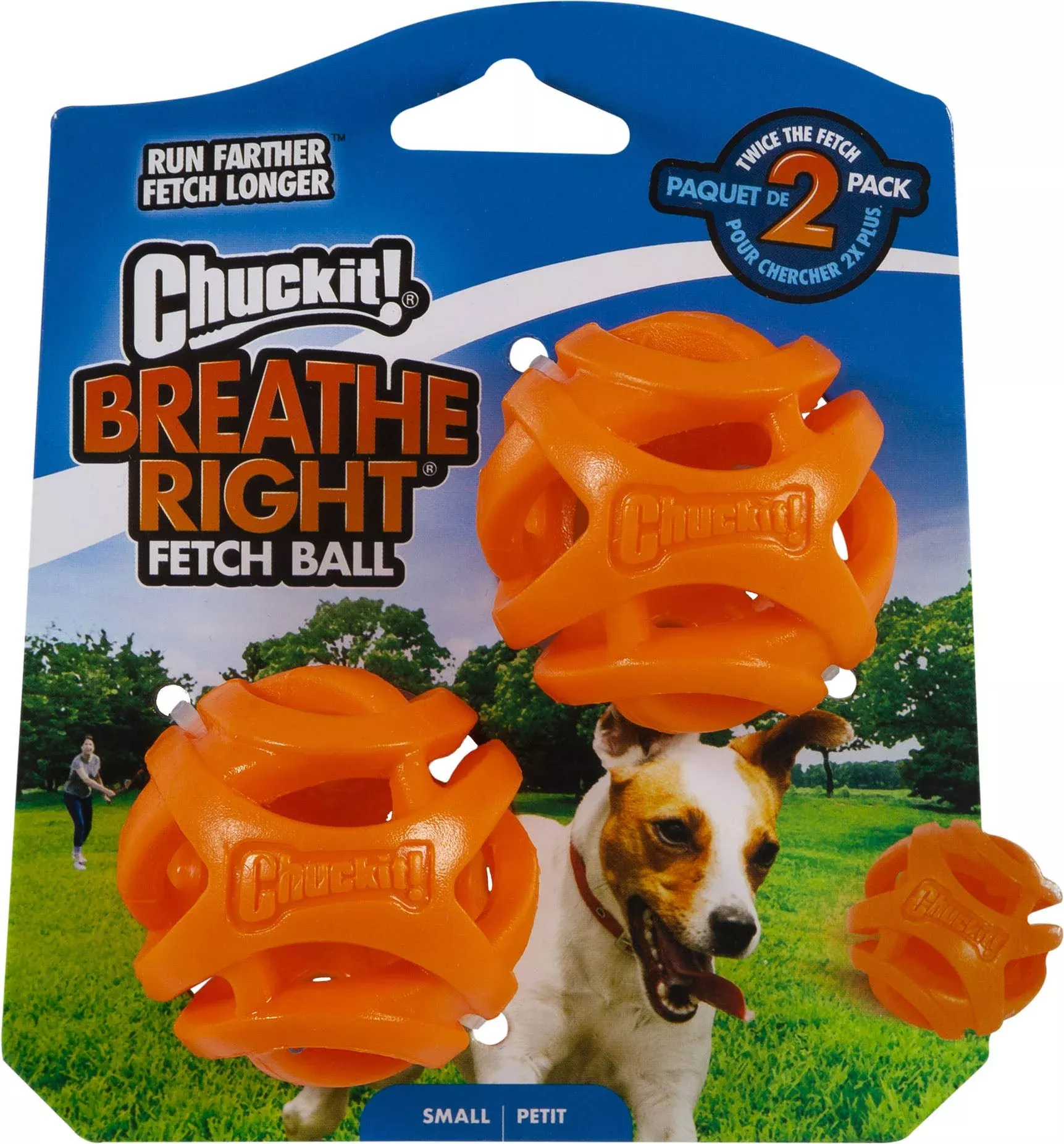 Chuckit! Breathe Right Fetch Ball sm-2 PK Orange