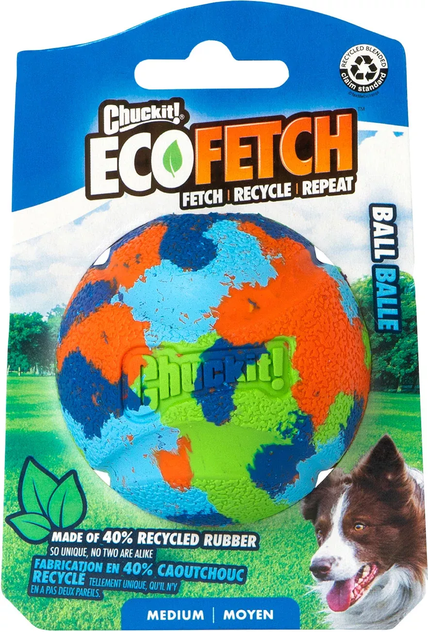 Chuckit! EcoFetch Recycled Rubber Fetch Ball, Medium, Multi