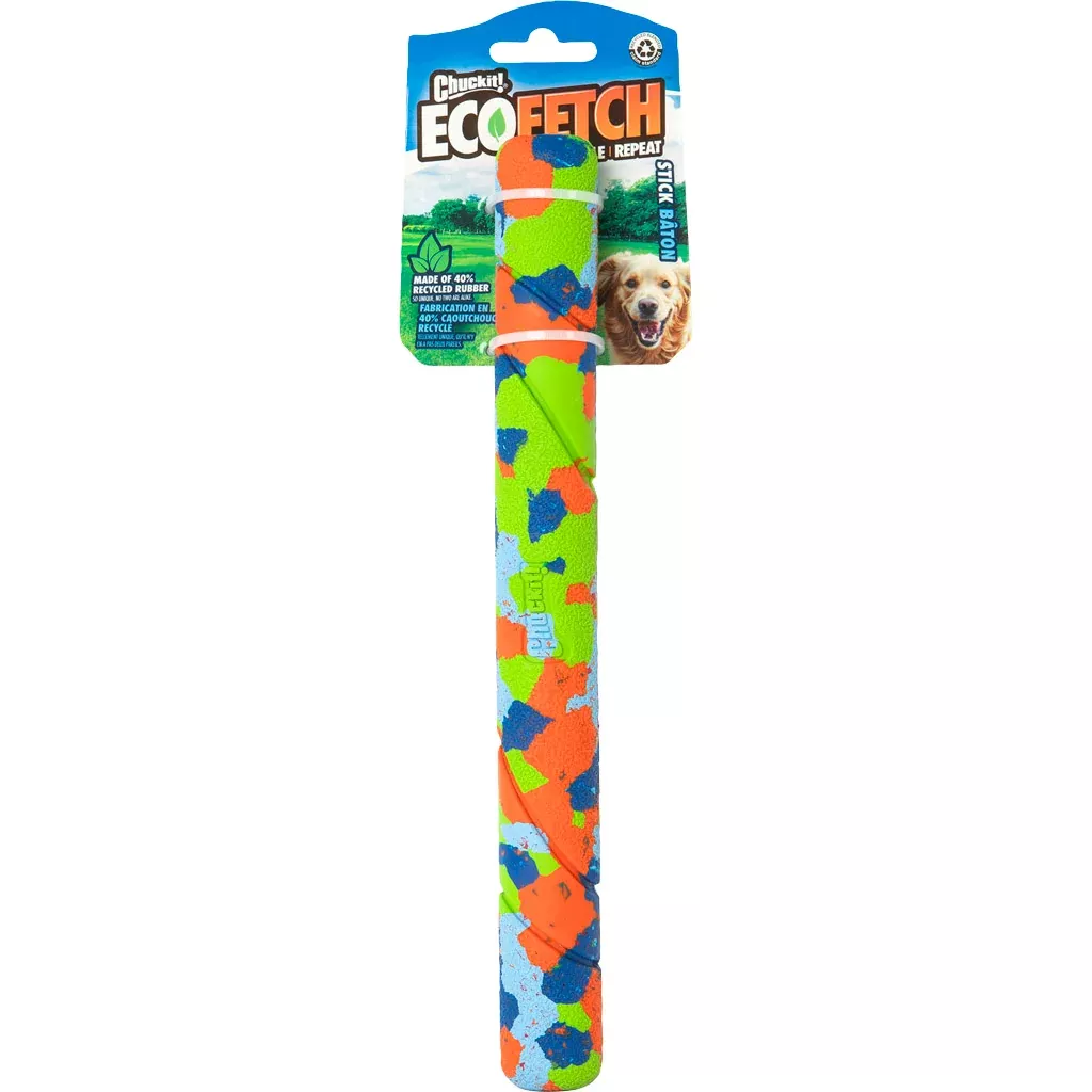 Chuckit! EcoFetch Recycled Rubber Fetch Stick Dog Toy, Medium, Multi
