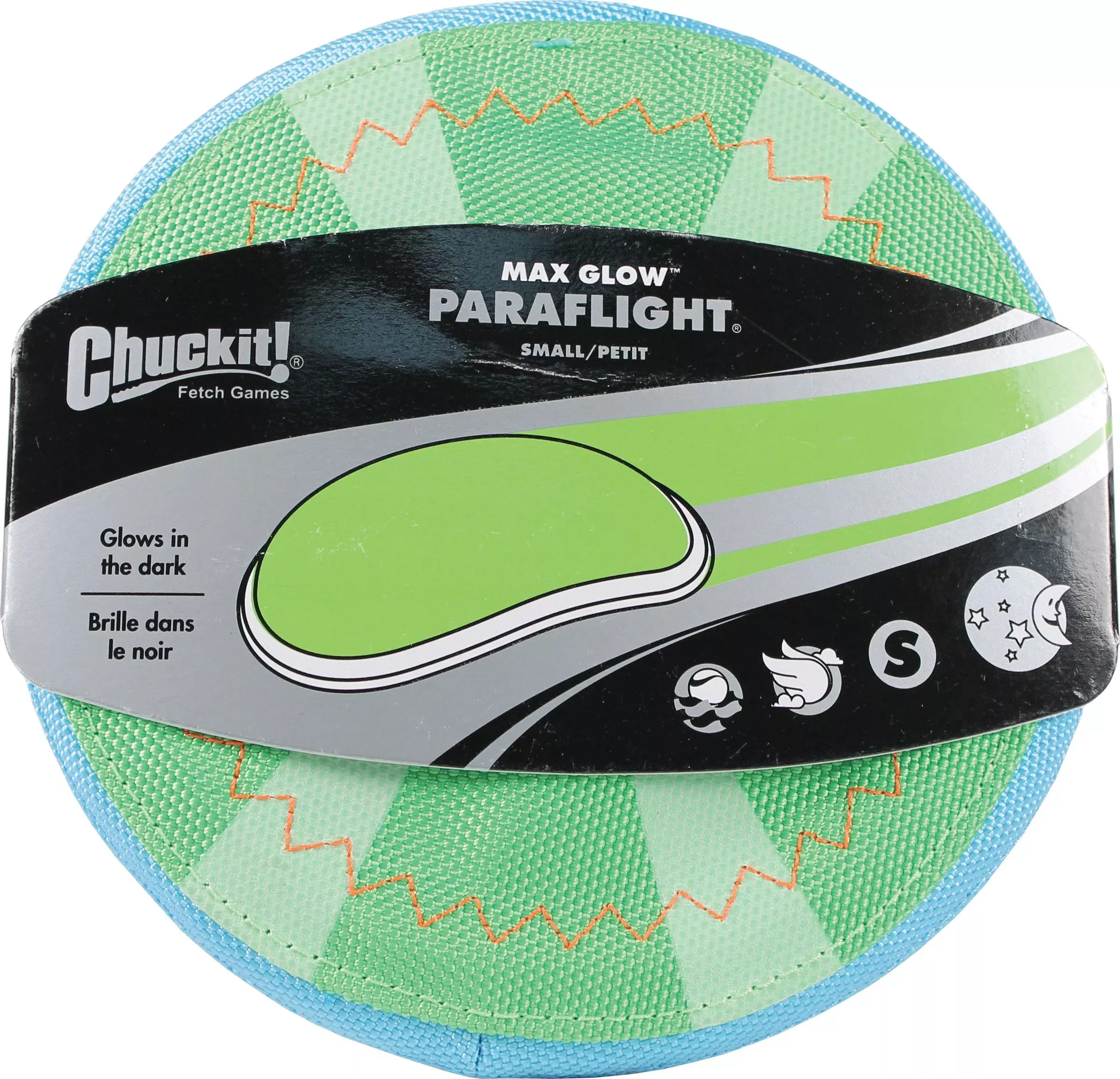 Chuckit! Max Glow Paraflight Dog Flyer Large Green/White