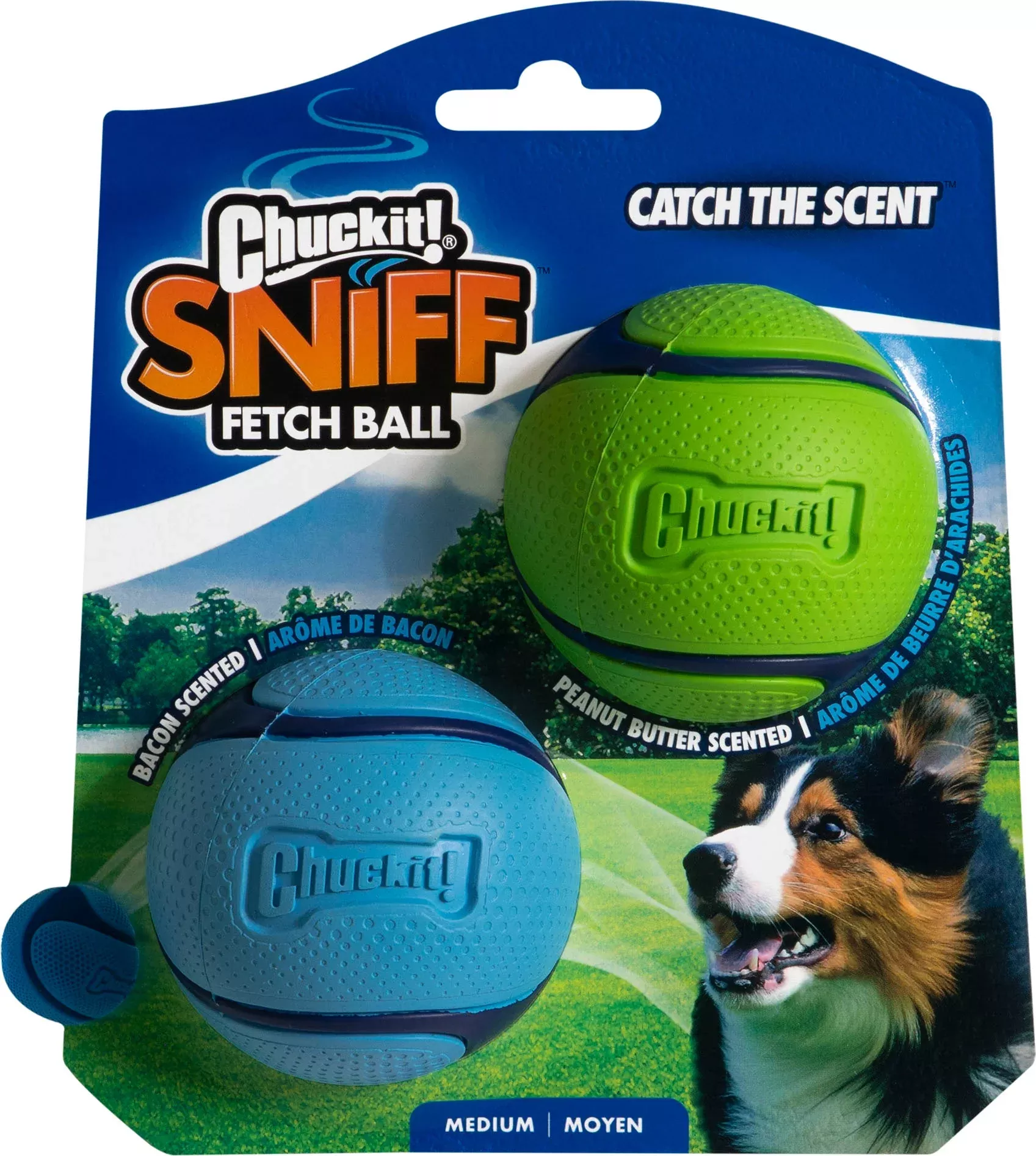 Chuckit! Sniff Fetch Ball, Peanut Butter, Medium, 2 Pack