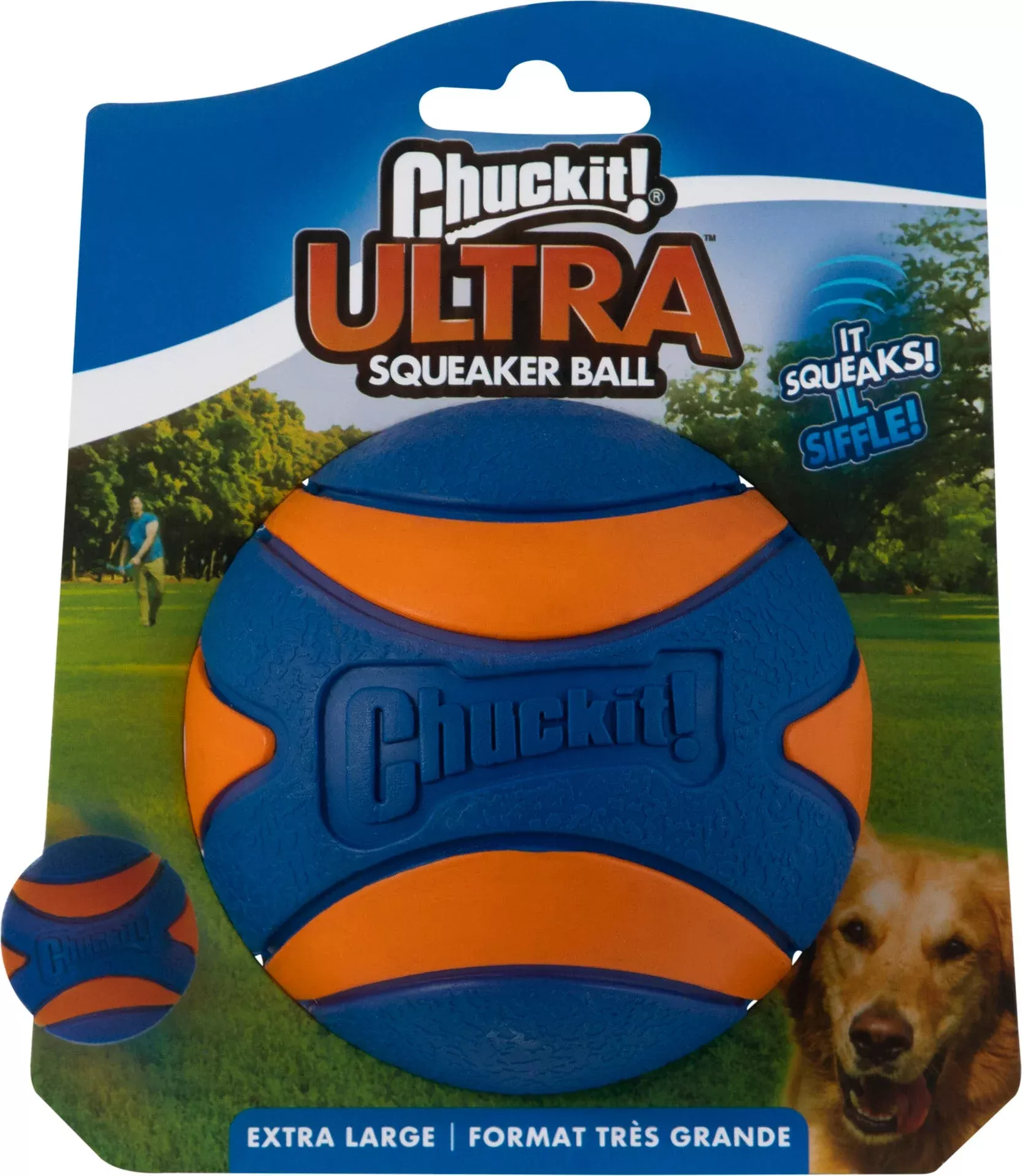 Chuckit! Ultra Squeaker Ball, Blue/Orange, XL