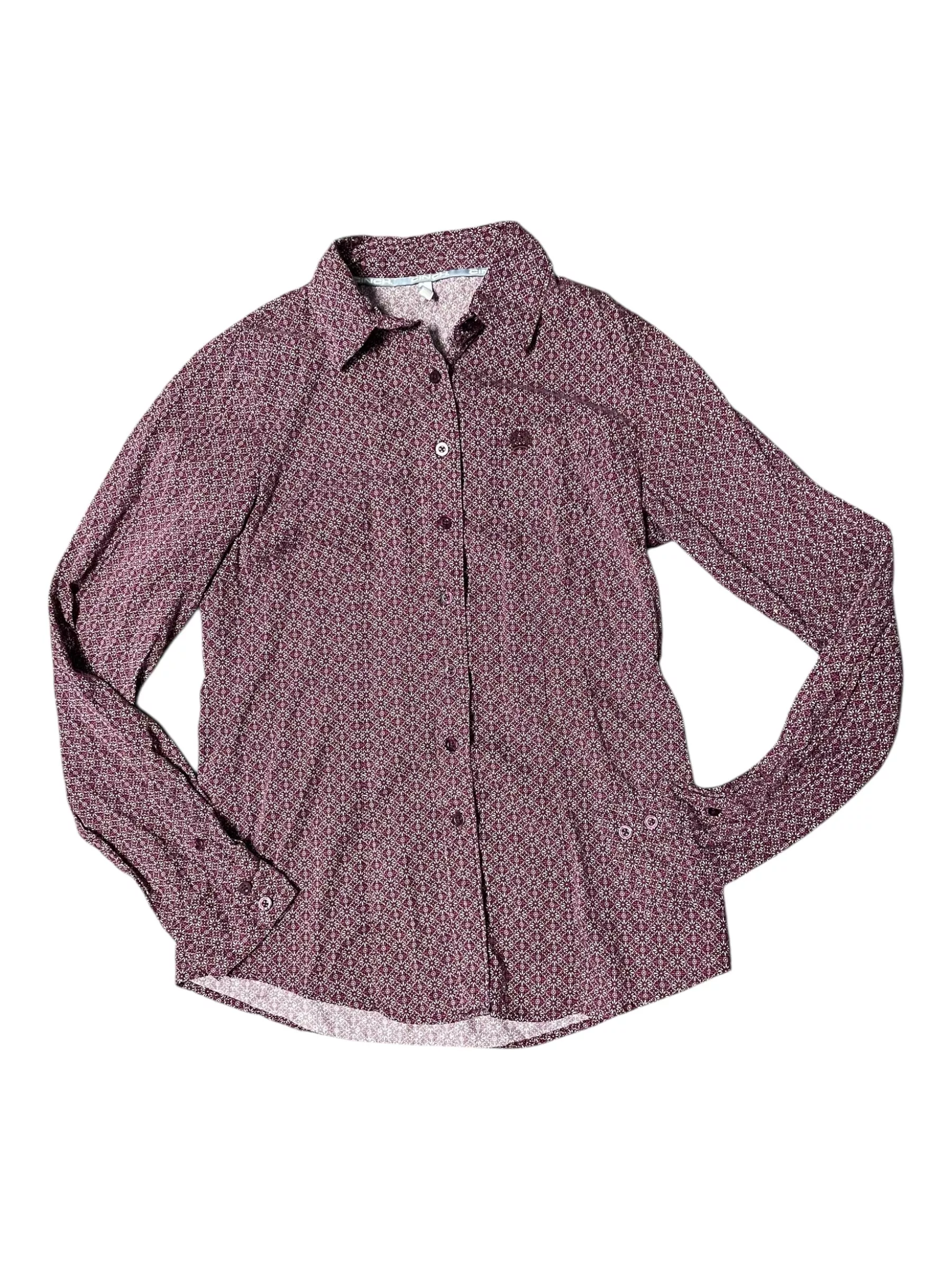 Cinch LS Button Down - Fuchsia/Purple/White Flower - M - USED