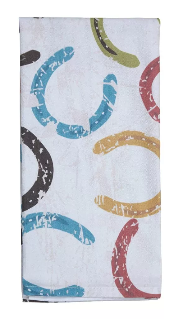Colorful Horseshoes Flour Sack Kitchen Towel