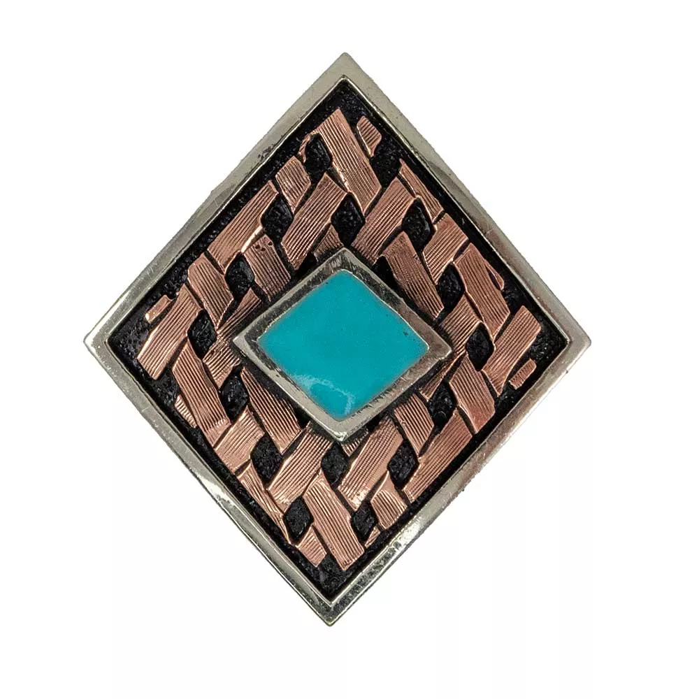 Copper Basketweave with Turquoise Stone Concho