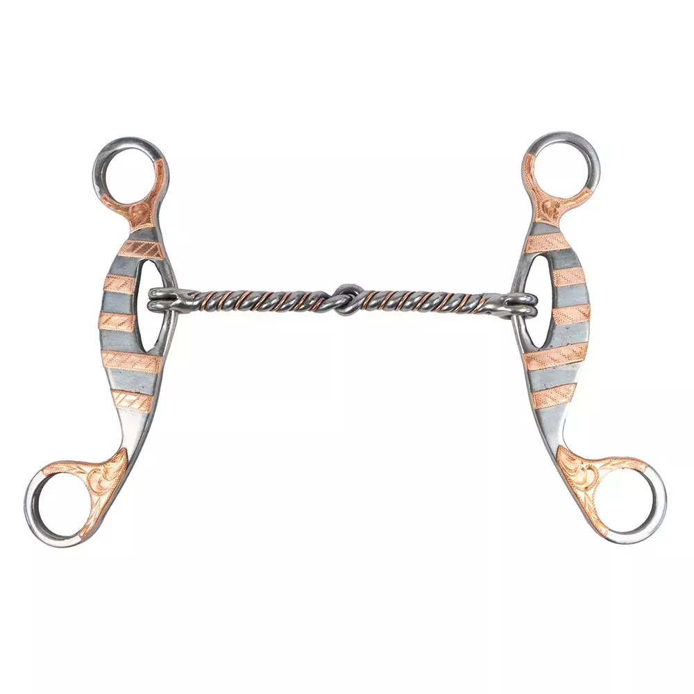 Copper Twisted Snaffle Gag Bit with Copper Trim
