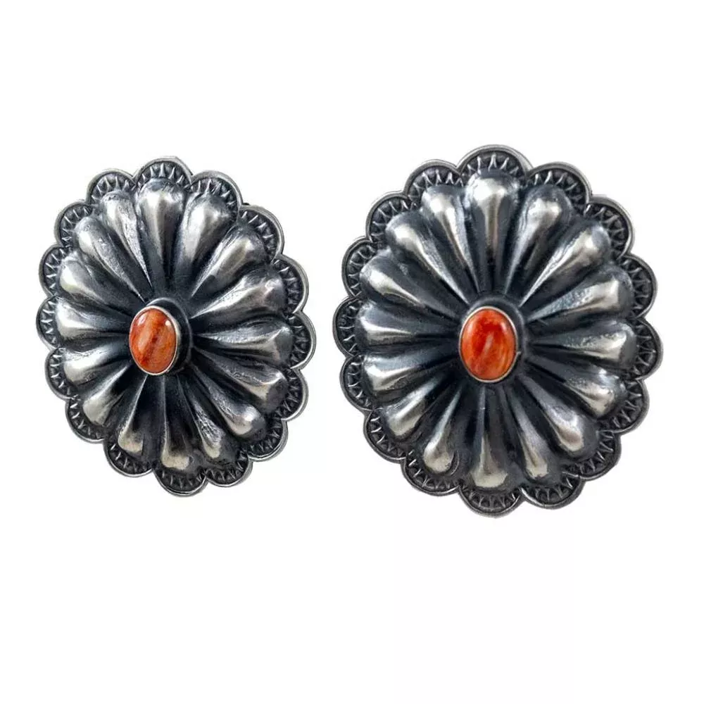 Coral Concho Earrings - Large