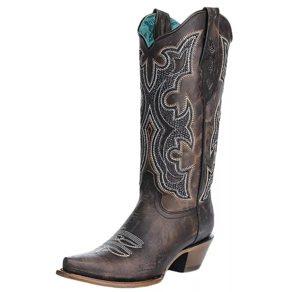 Corral Silver Embroidery Overlay Boot