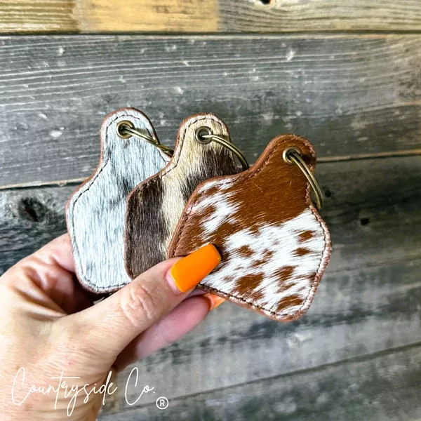 Countryside Co. Cowhide Cowtag Keychain