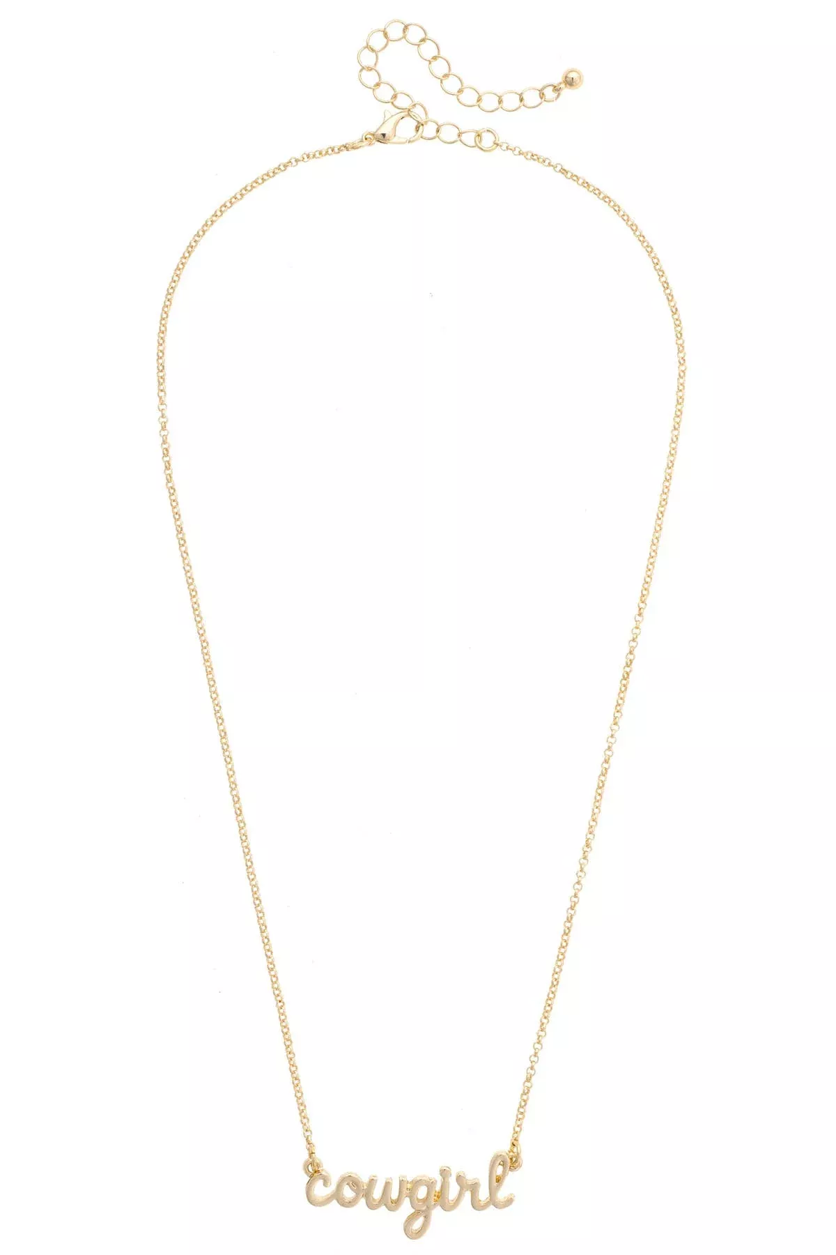 Cowgirl Cursive Necklace in Shiny Gold