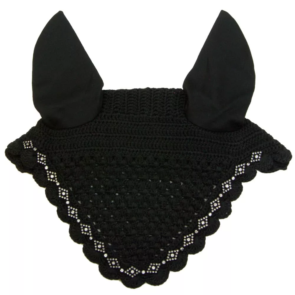 Crochet Fly Veil with White Diamond Shaped Rhinestones