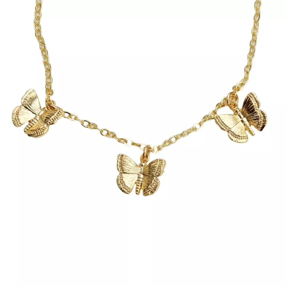 Dainty Triple Butterflies Necklace