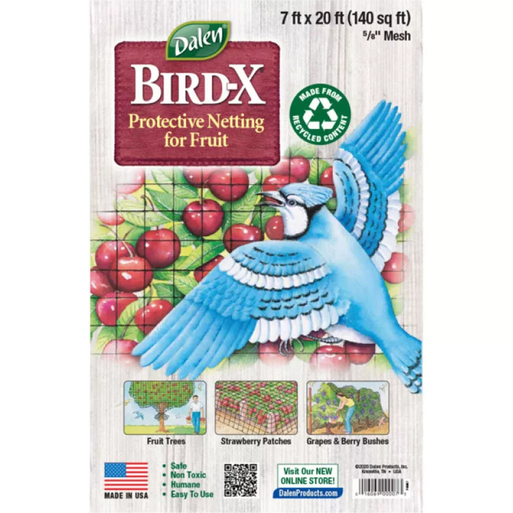 Dalen Bird-X Protective Fruit & Vegetable Netting, 5/8 in Mesh, 7 x 20 ft, Black