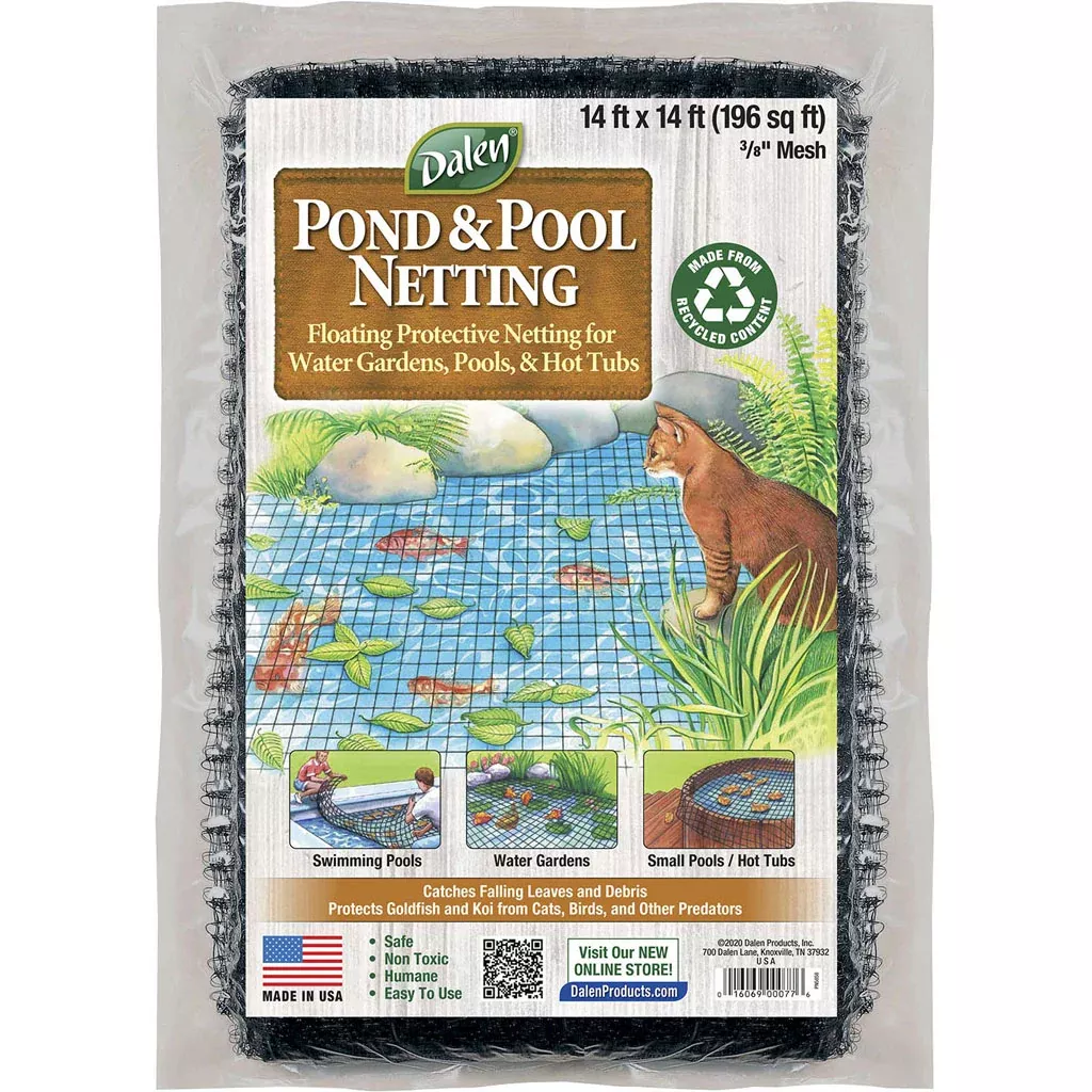 Dalen Pond & Pool Protective Floating Netting, 3/8 in Mesh, 14 x 14 ft, Black