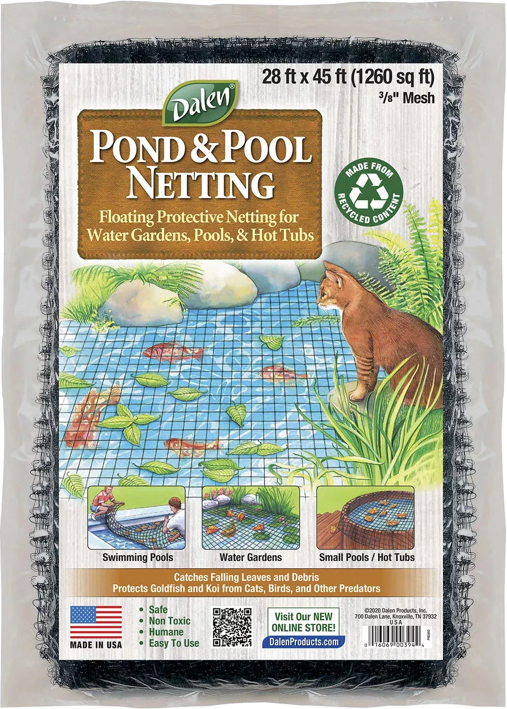 Dalen Pond & Pool Protective Floating Netting, 3/8 in Mesh, Black, 28x45 ft