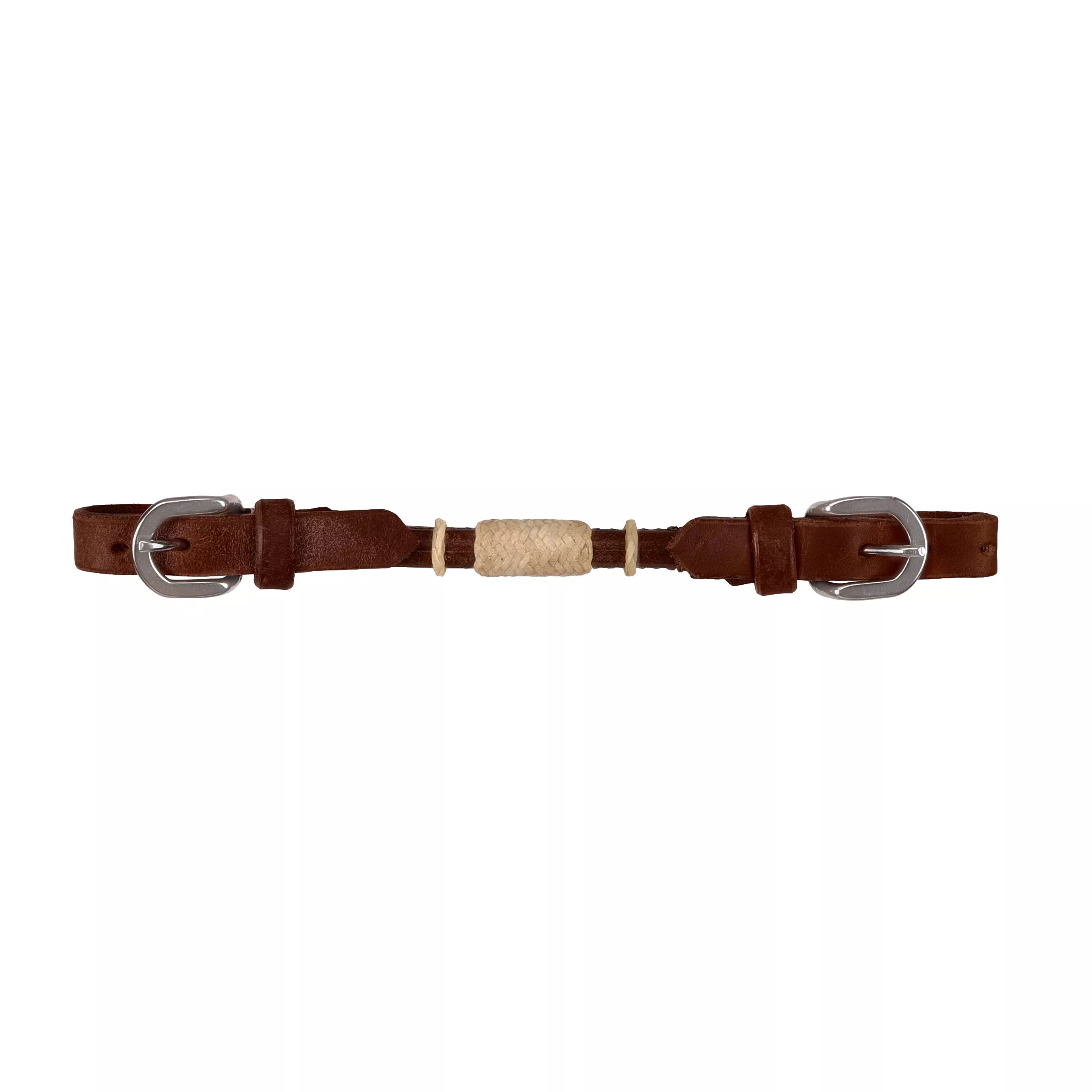 Dark Oil Rolled Curb Strap with Rawhide