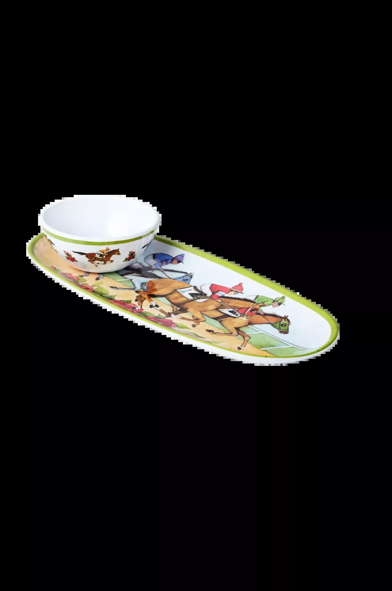 Day At The Races Oval Tray w/Dip Bowl
