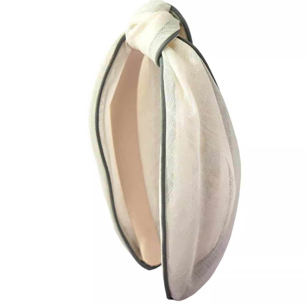Double Layer Linen White Knotted Headband - FINAL SALE