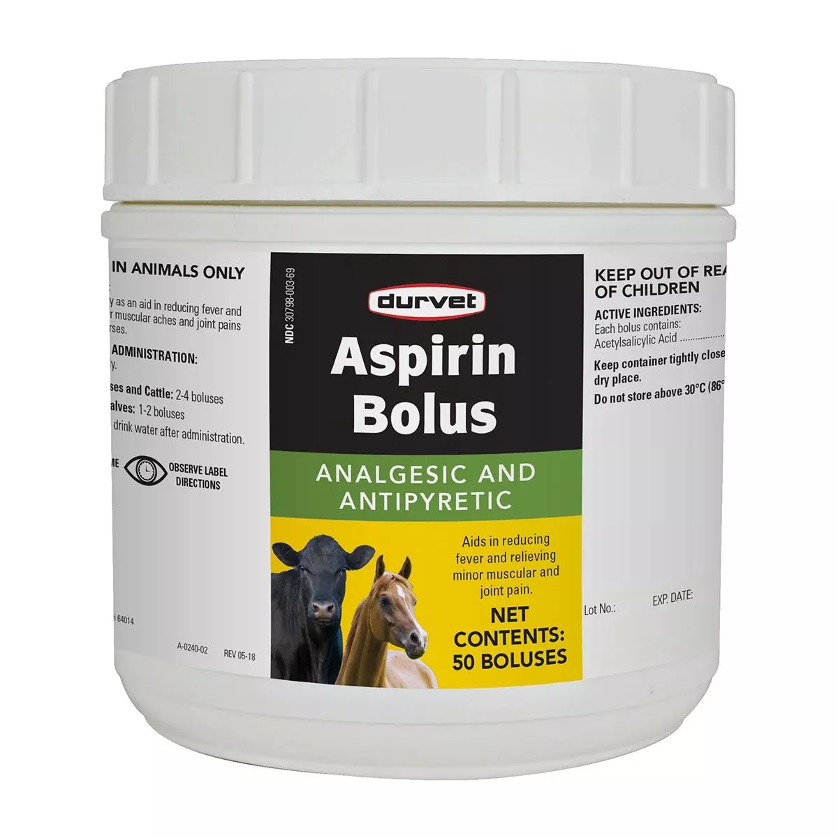 Durvet Aspirin Bolus, 240 Grains, 50 Count