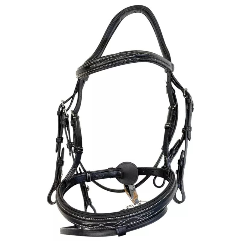 Dy'on Flash Noseband Double Bridle in Black - Cob