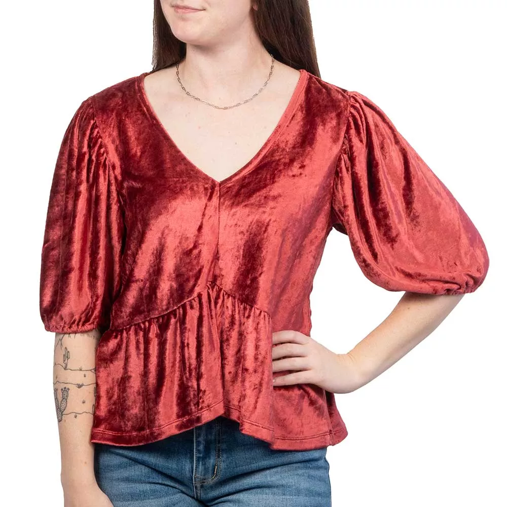 Dylan Velvet Ruffle Top - FINAL SALE