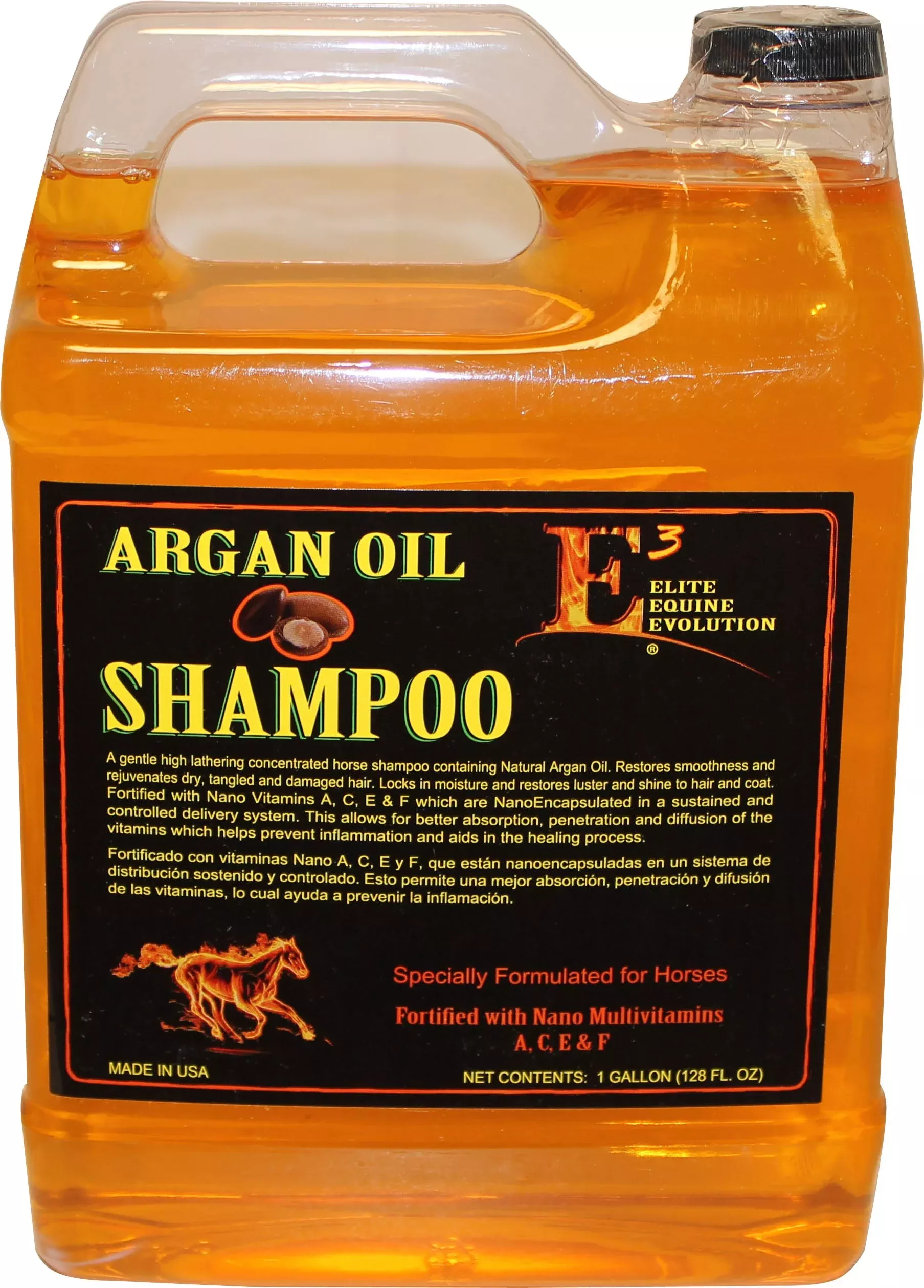 E3 Argan Oil Shampoo for Horses, 1 Gal