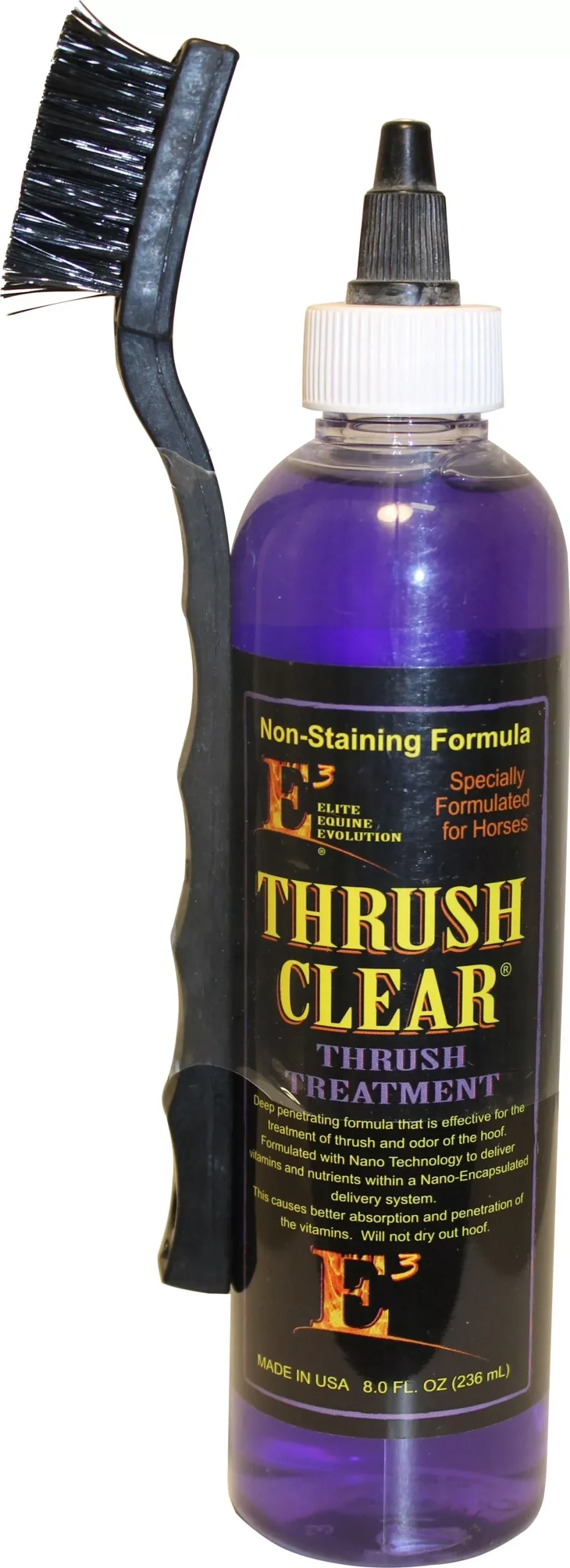 E3 Thrush Clear Treatment with Brush for Horses 8 oz