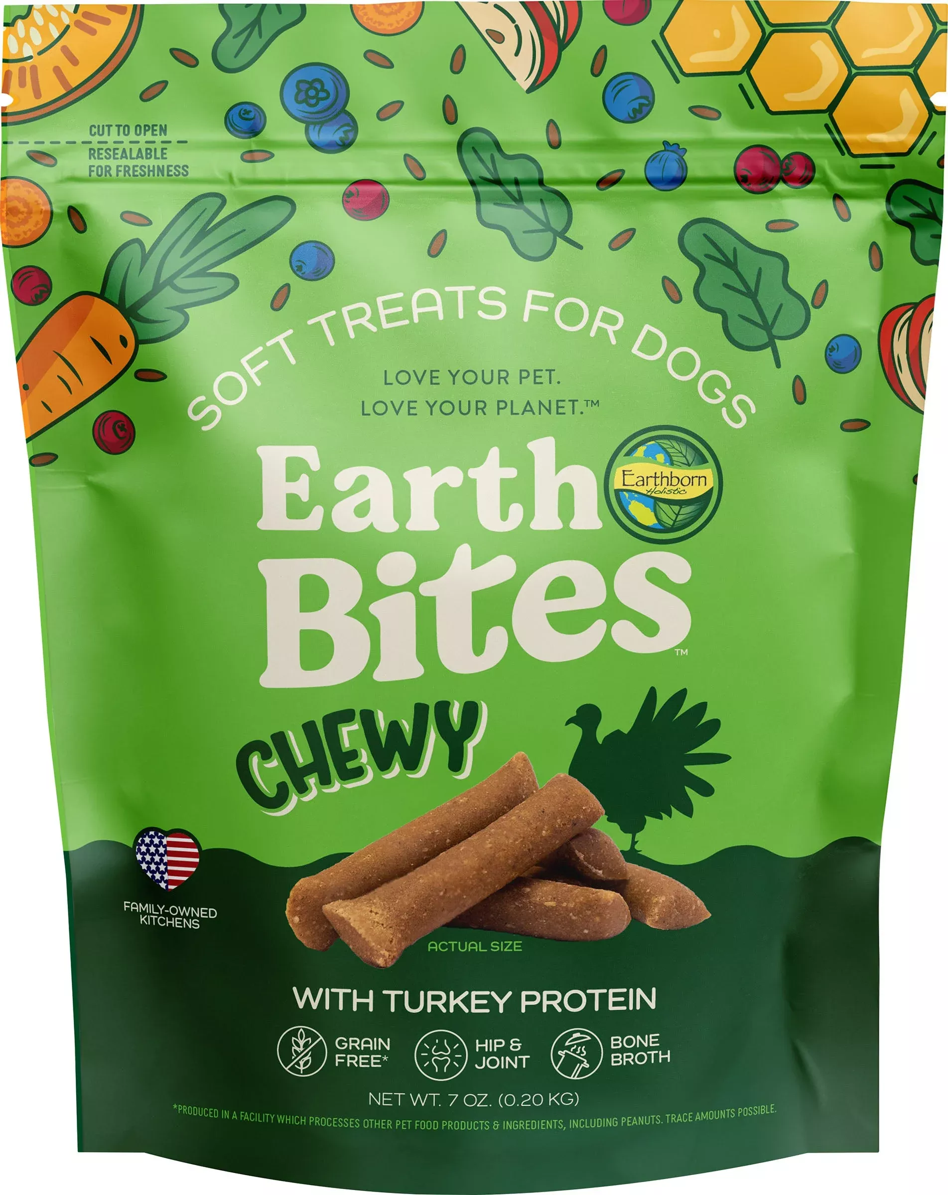 Earthborn Holistic EarthBites Grain Free Bites Turkey 7 oz