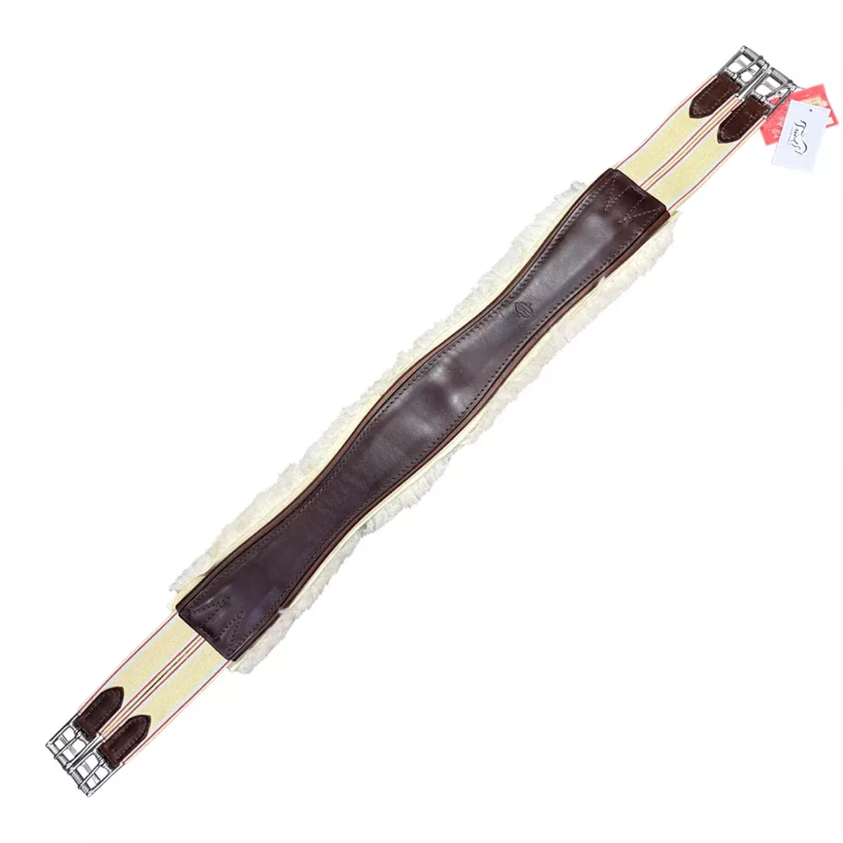 Edgewood Sheepskin Double End Elastic Girth in Brown - 42"