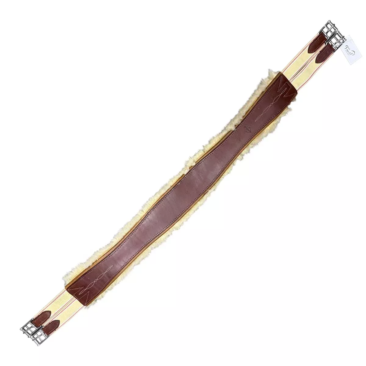 Edgewood Sheepskin Double End Elastic Girth in Brown - 50"