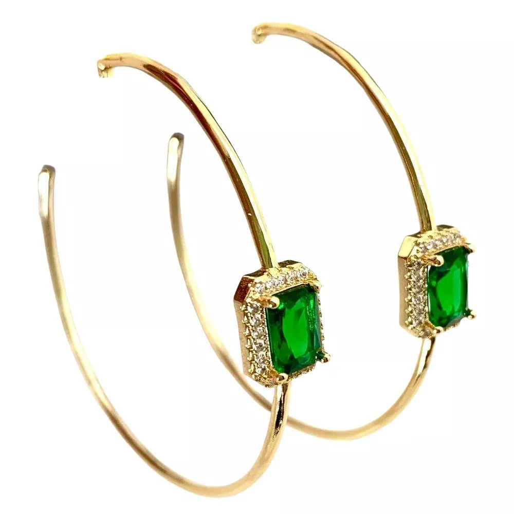 Emerald Hoop Earrings