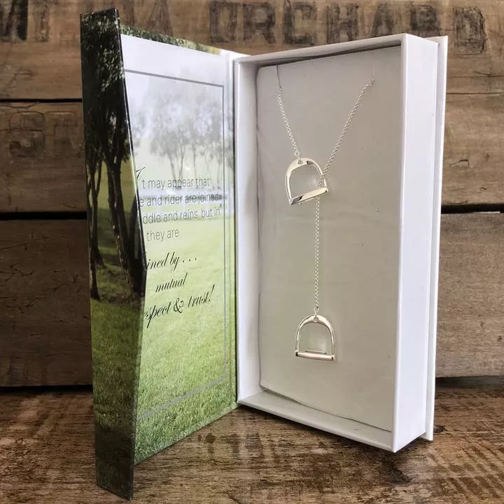 English Saddle Stirrup Necklace Jewelry