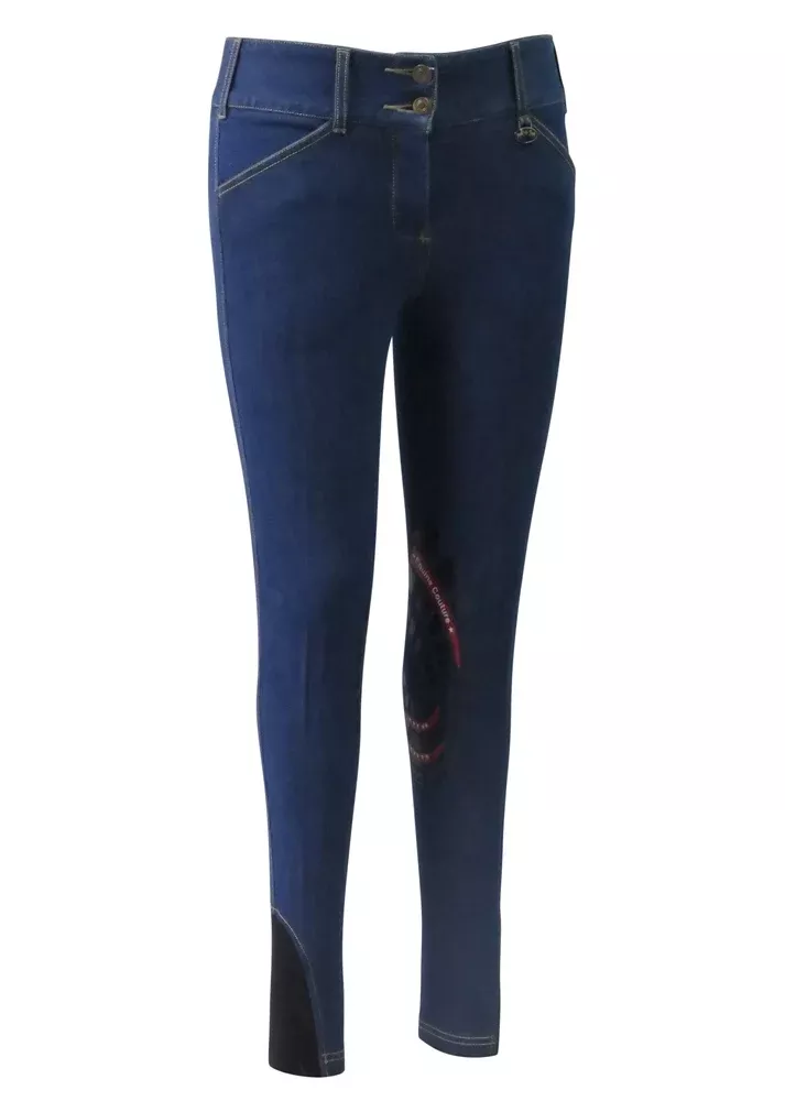 Equine Couture Calabasas Printed Silicon Patch Denim Jeans - Ladies