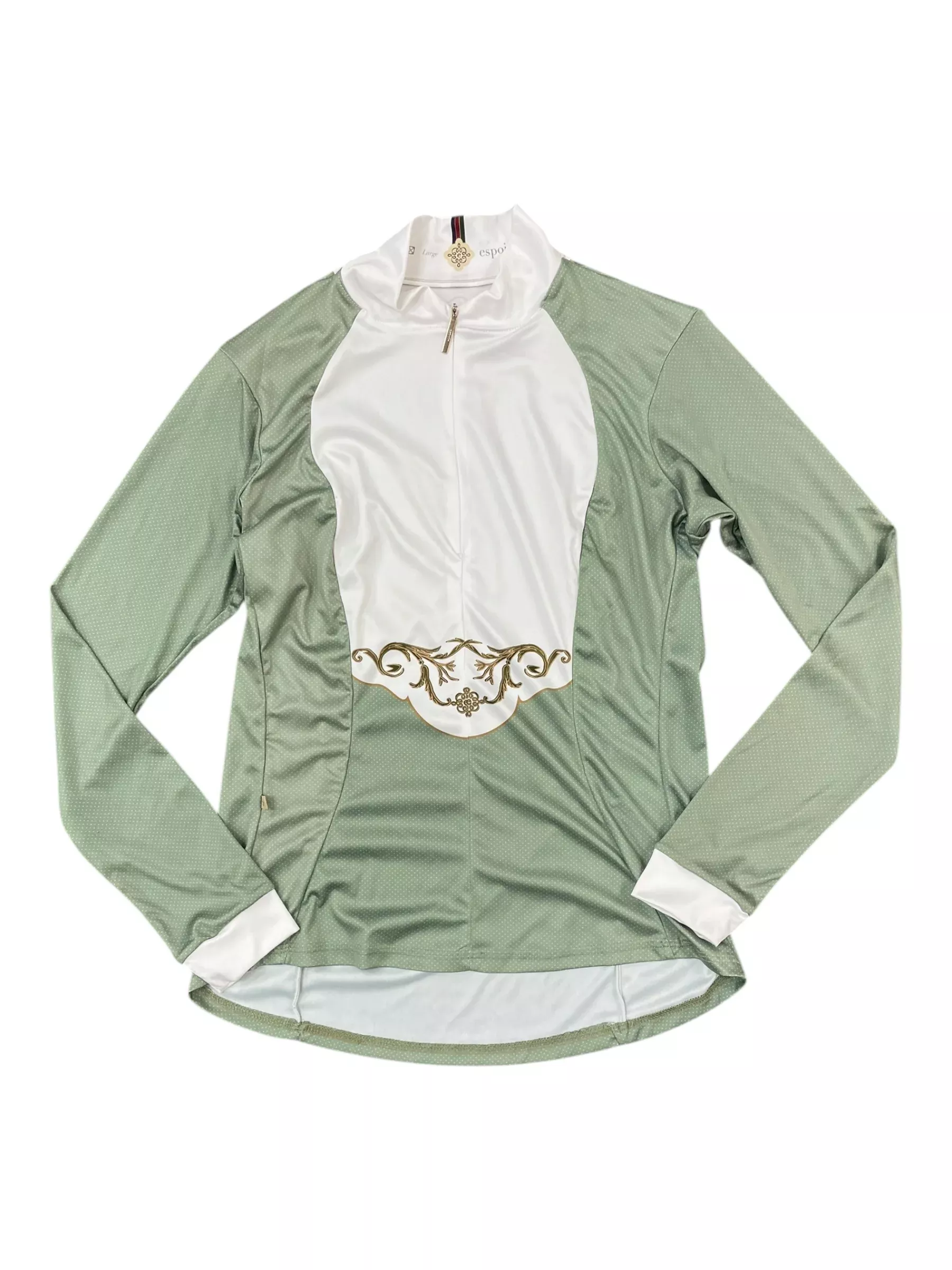 Espoir LS 1/4 Zip - White/Light Green - L - USED