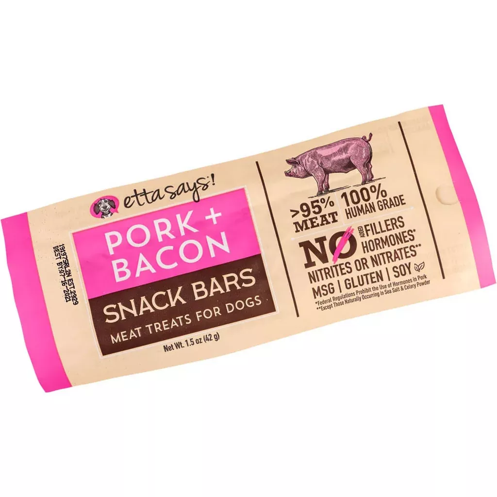 Etta Says Snack Bar Dog Chew, Bacon, 1.5 oz